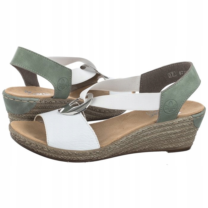 Dámské nazouvací sandály na podpatku Rieker Bílé 624H6-80