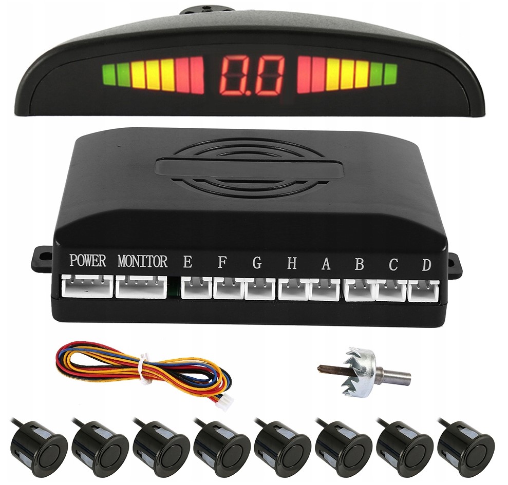 

8 Czujników Parkowania Cofania Led LCD Parktronic