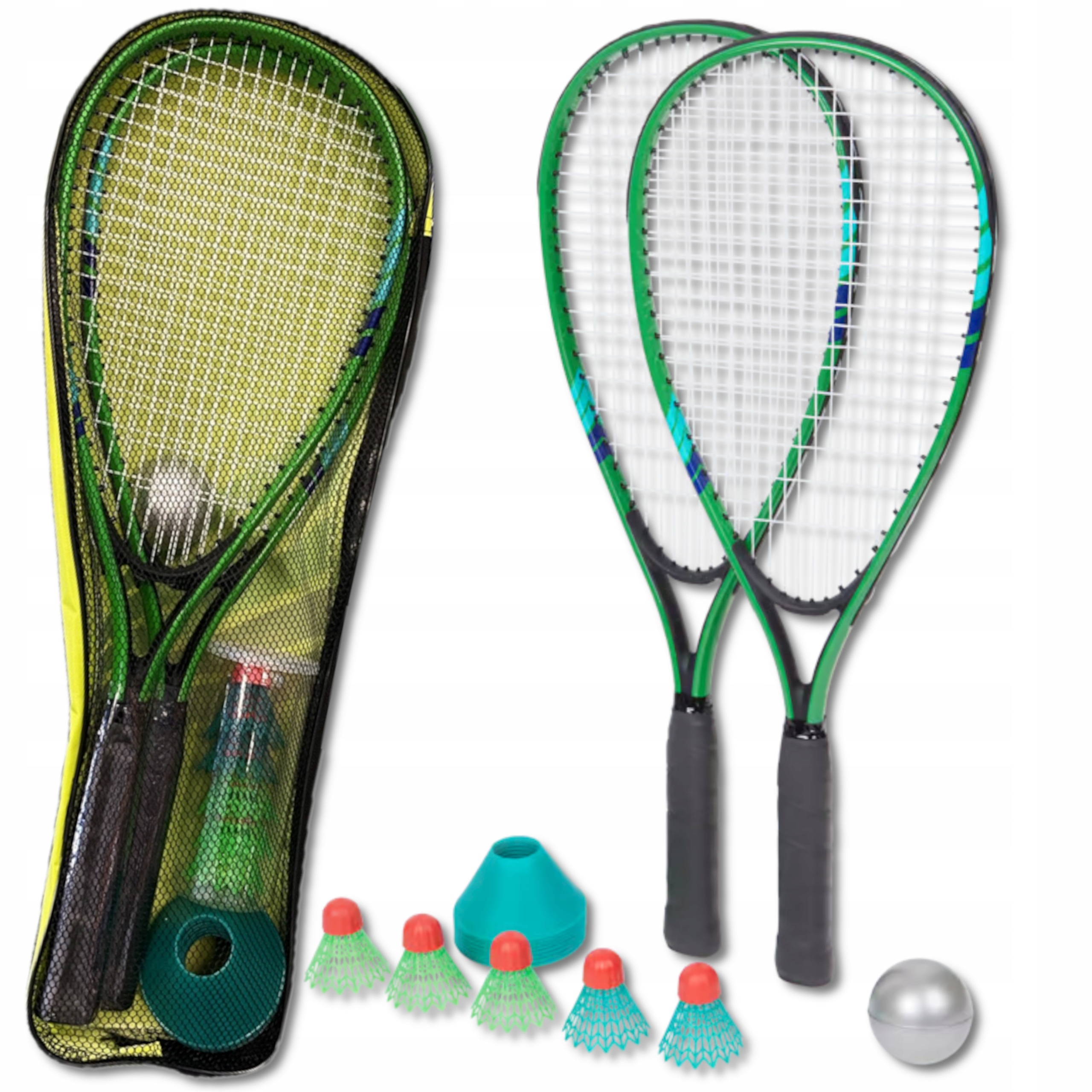 Zestaw Do Szybkiego Badmintona Rakiety Lotki Etui Piłka