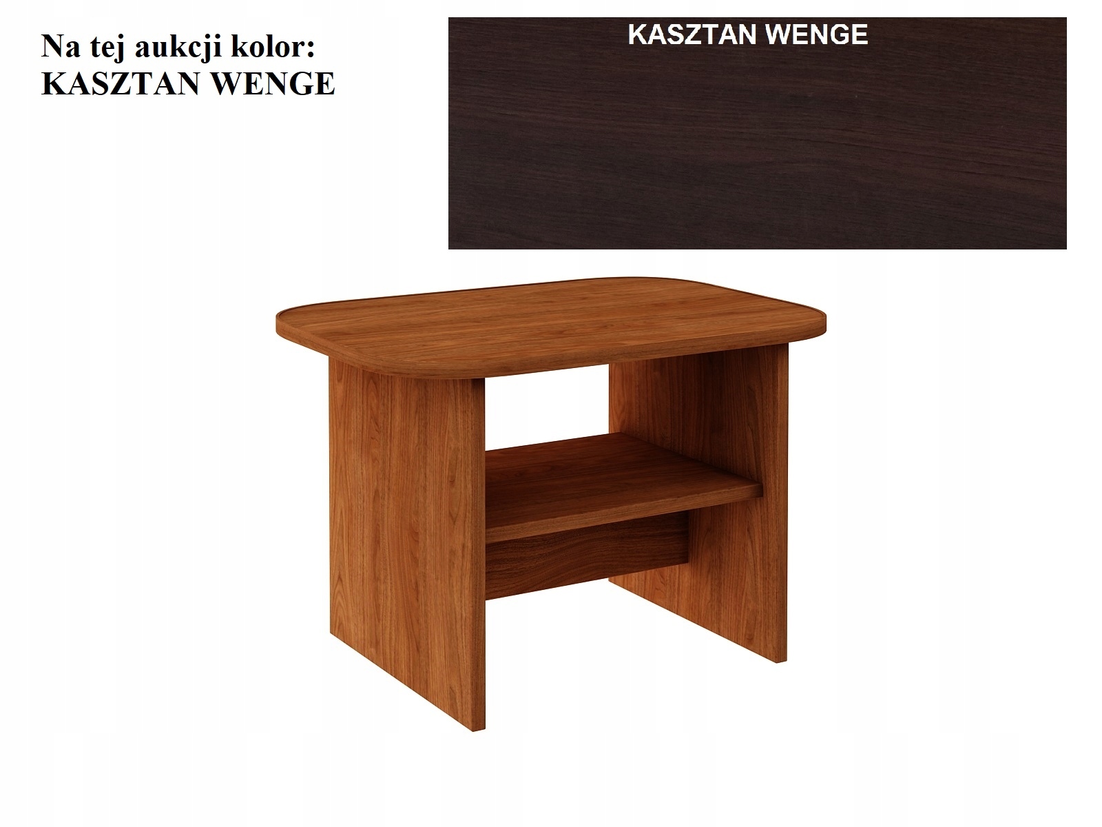 Ława Owal owalna stolik KASZTAN WENGE Z PÓŁKĄ