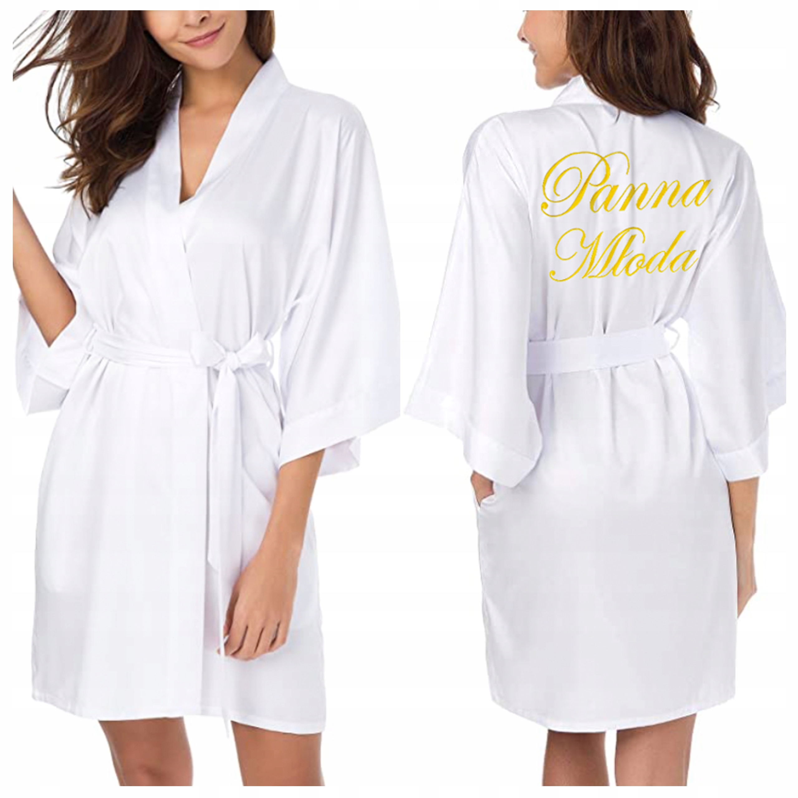 

Szlafrok ślubny satynowy panieński Panna Młoda M