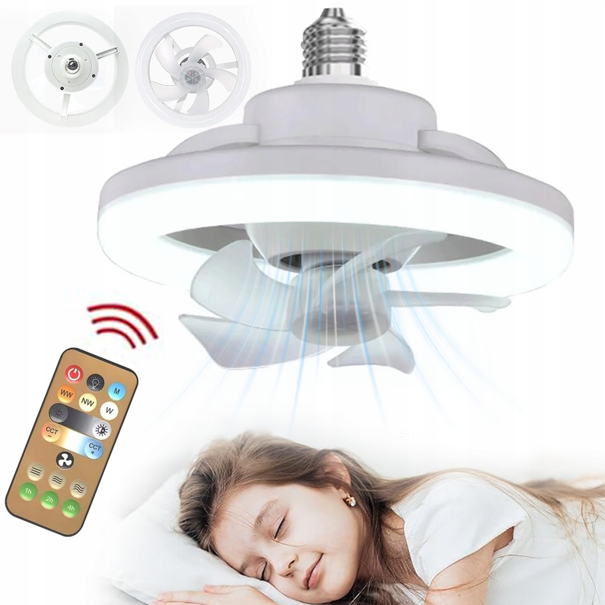 WENTYLATOR SUFITOWY WIATRAK PLAFON LAMPA LED + PILOT WENTYLATOREM