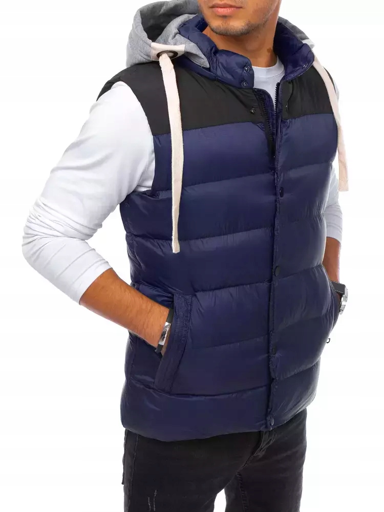 KAMIZELKA MĘSKA PIKOWANA BEZRĘKAWNIK Z KAPTUREM roz. XXL Rozmiar XXL