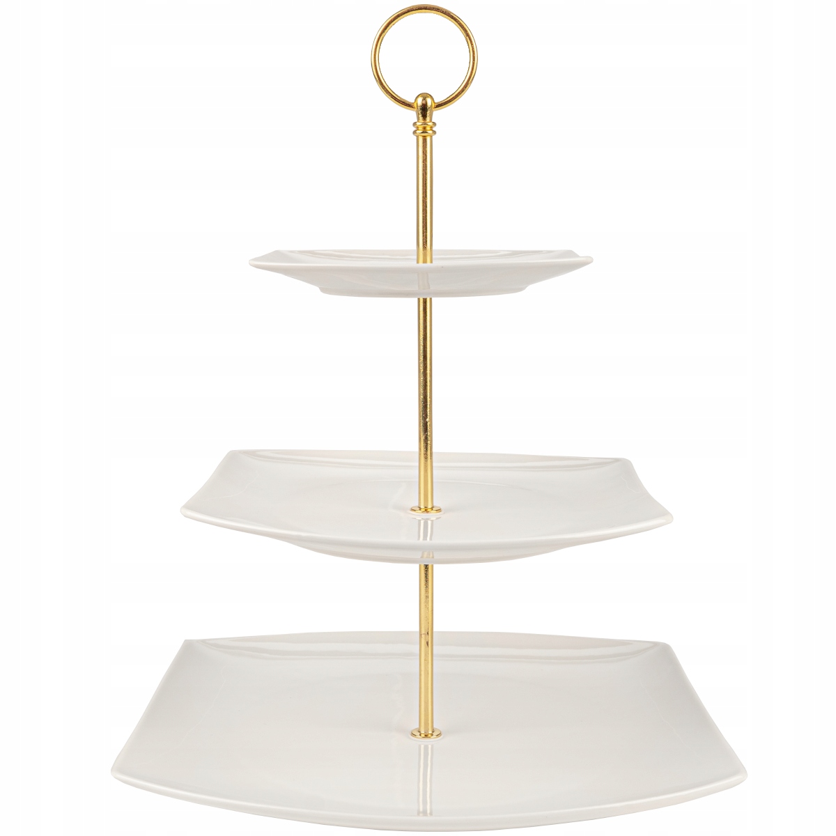 PATERA 3-POZIOMOWA ZŁOTA BIAŁA PORCELANOWA NA CIASTO OWOCE Marka Festa Italia