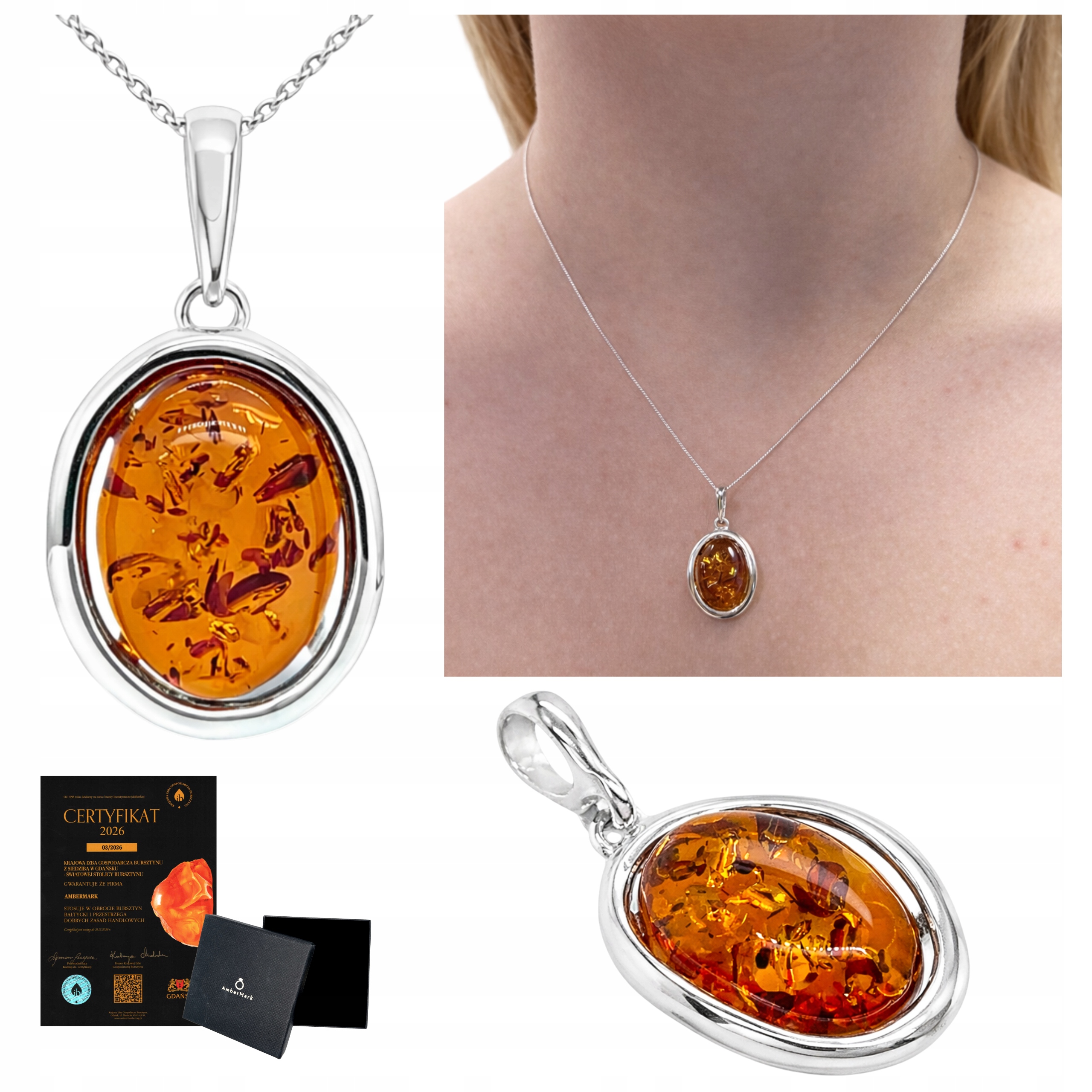 Dámský stříbrný přívěsek s koňakovým jantarem přívěsek ze stříbra