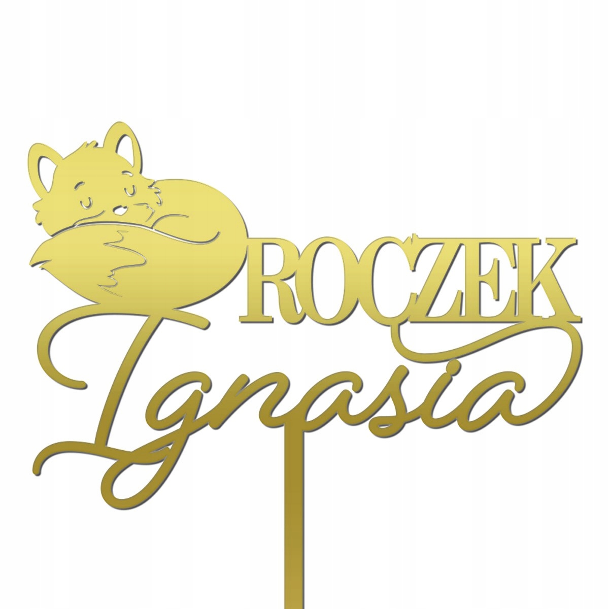 TOPPER NAPIS TORT DEKORACJA LIS LISEK ROCZEK złoty
