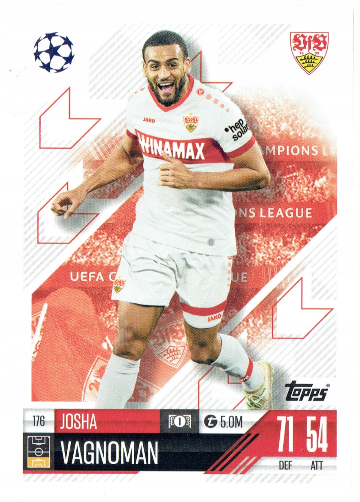 Topps Match Attax 2024-2025 Base Card 176 Josha Vagnoman Stuttgart