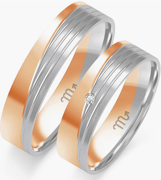 Svatební zlatý snubní prsten pro pár 14K 585 r. 11 12 13, klasický lesklý vzor