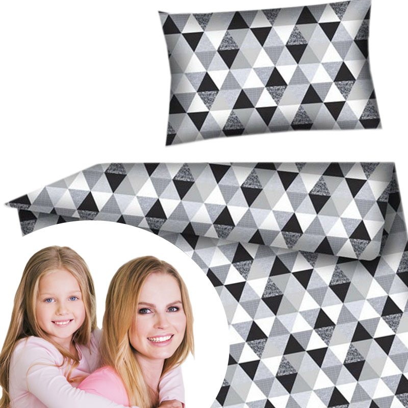 

Pościel nowoczesna szaro-czarna trójkąty 140x200