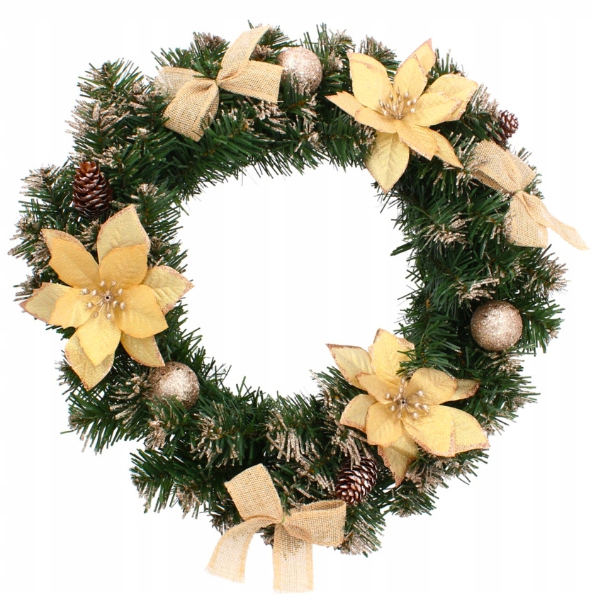 WIENIEC ŚWIĄTECZNY ZŁOTY STROIK 40 cm GIRLANDA