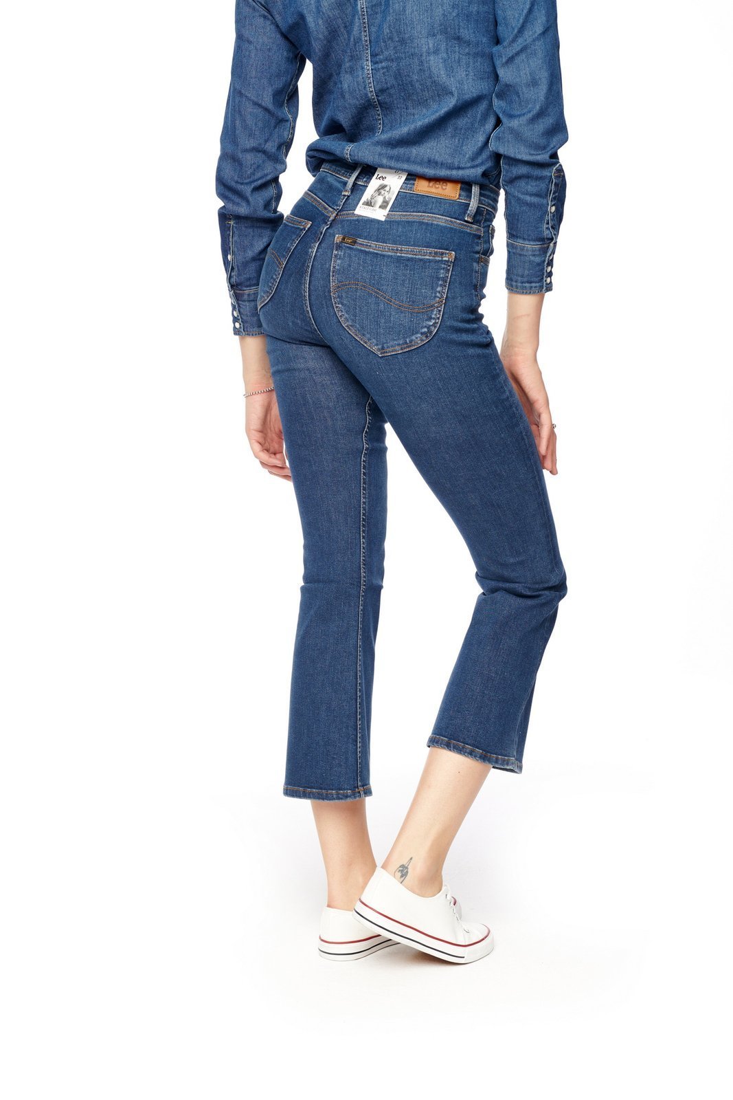 Damskie spodnie rozszerzane Lee Kicked Flare Dark Ulrich L30TDUIY 30/33