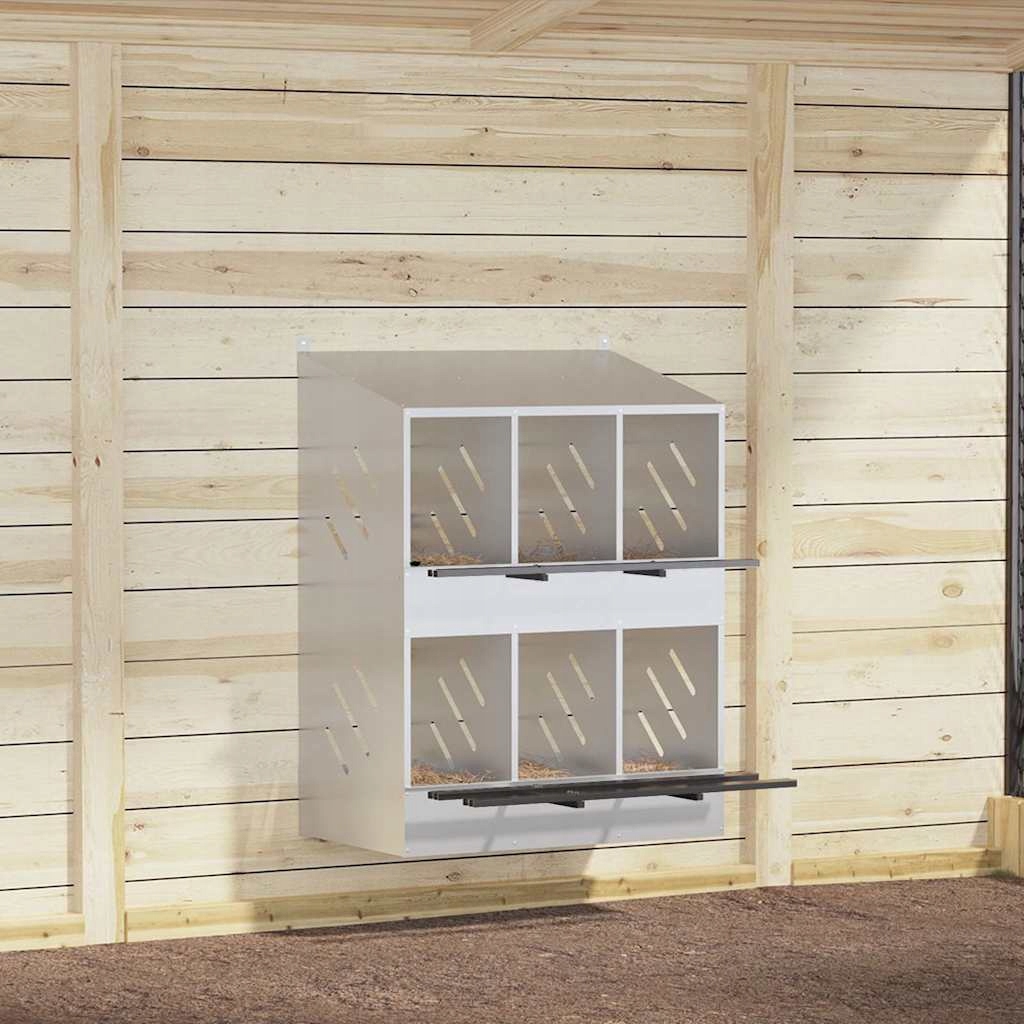 Levně Fionshop 262669651 Hnízdní box pro kuřata 6 přihrádkami Pozinkovaný stříb