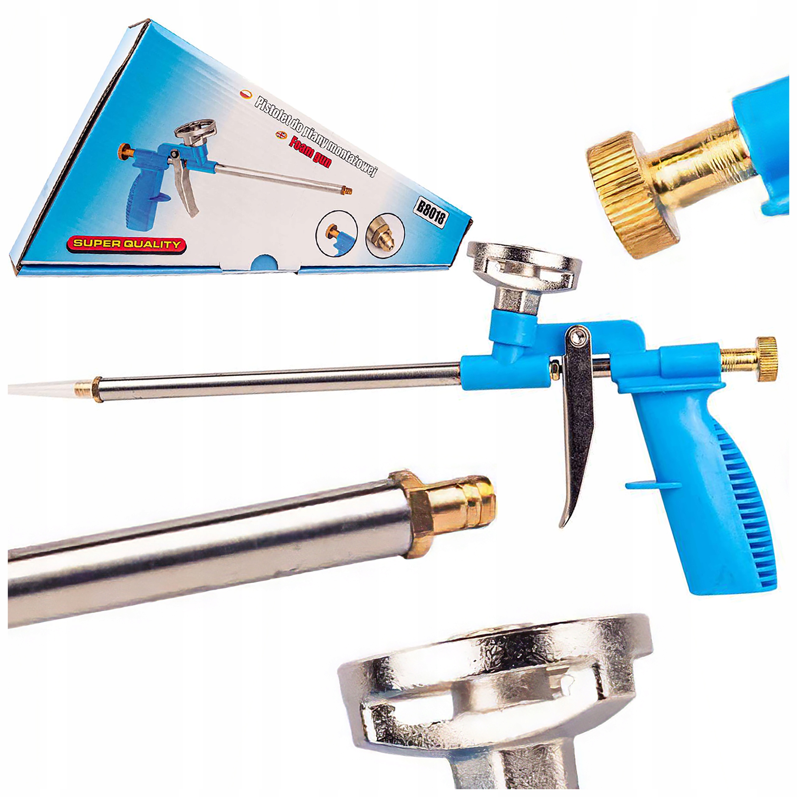 PISTOLET DO PIANKI PIANY MONTAŻOWEJ POLIURETANOWEJ METALOWY MOSIĘŻNA DYSZA