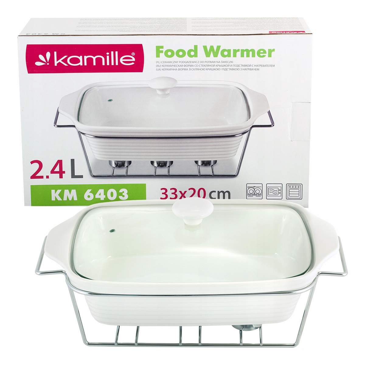 Keramická žáruvzdorná Nádoba s Ohřívačem 2,4 L s víkem Kamille