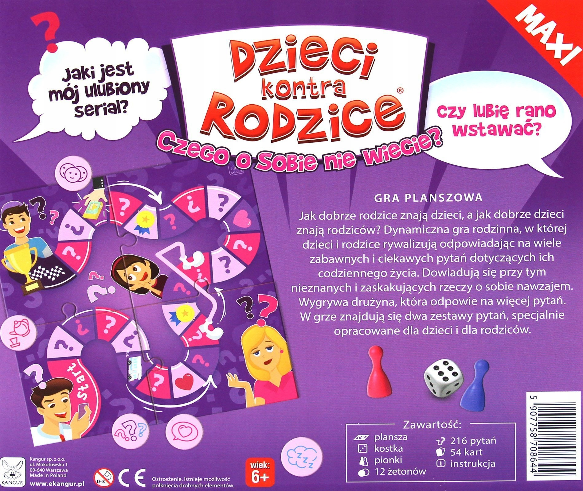 Dzieci Kontra Rodzice Wciągająca PLANSZÓWKA FAMILIJNA Rozgrywka Dziecięca Bohater brak