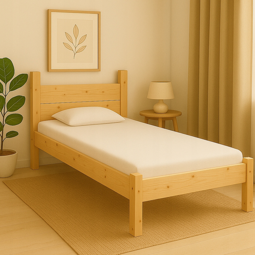 Dřevěná postel 90x200 Leaf vyvýšený rošt Odolné Klasické Jednoduché