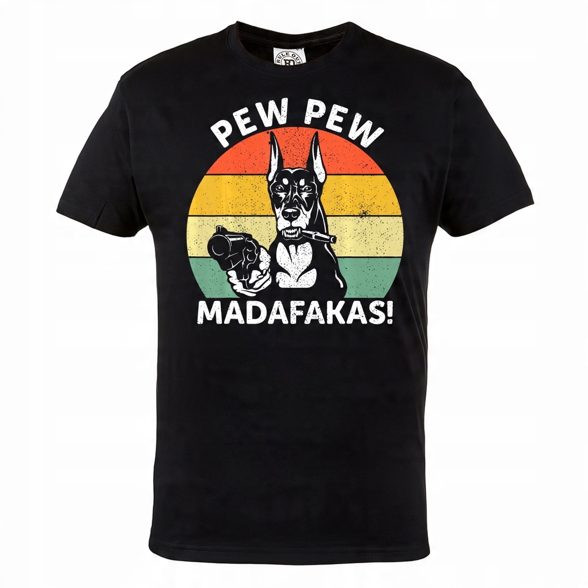 

Męska Koszulka Czarny Pies Pew Pew Madafakas