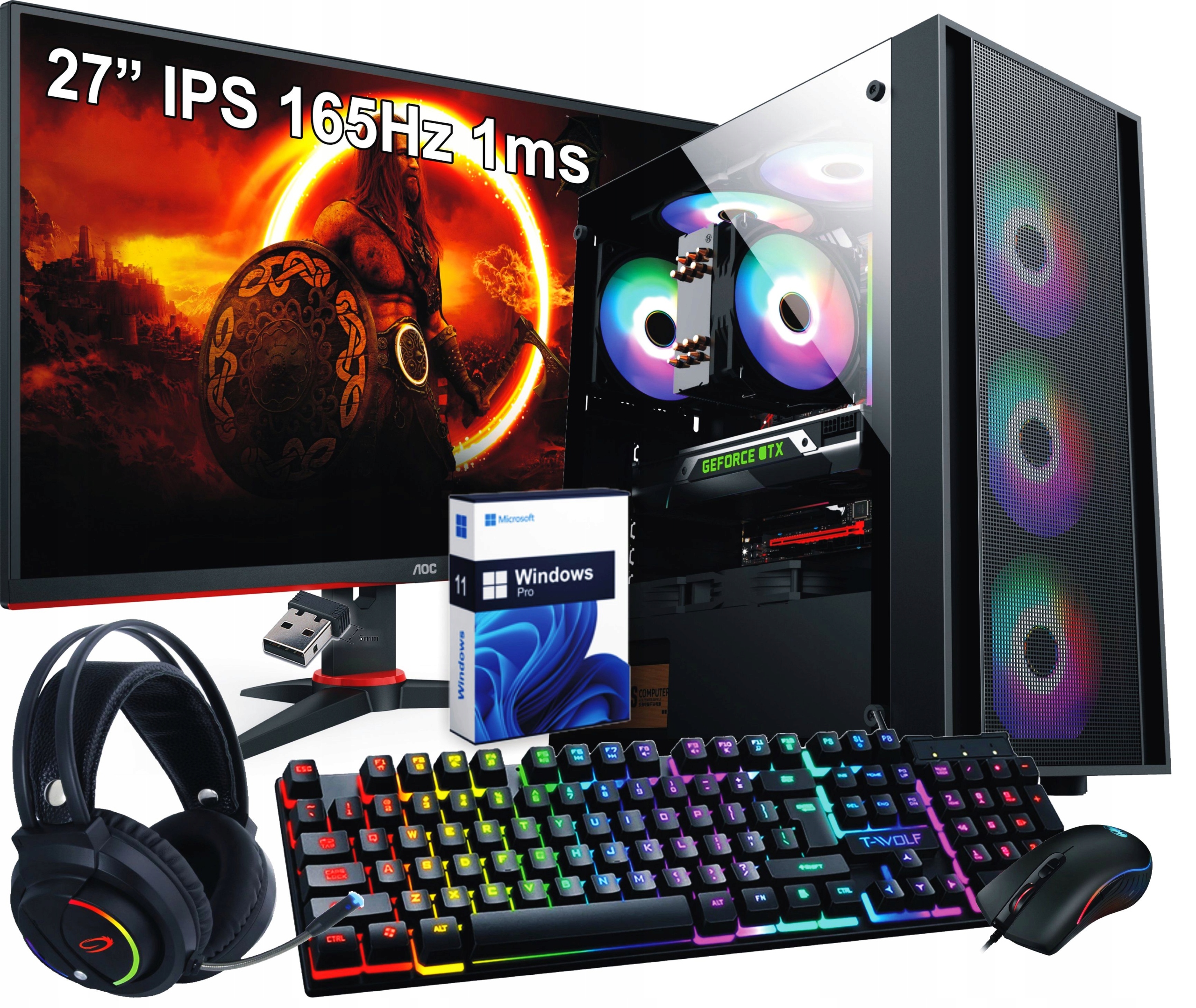 Sada Počítač Ryzen 7|32GB|1000GB |rtx 3050 |wifi|argb|led 27|W11