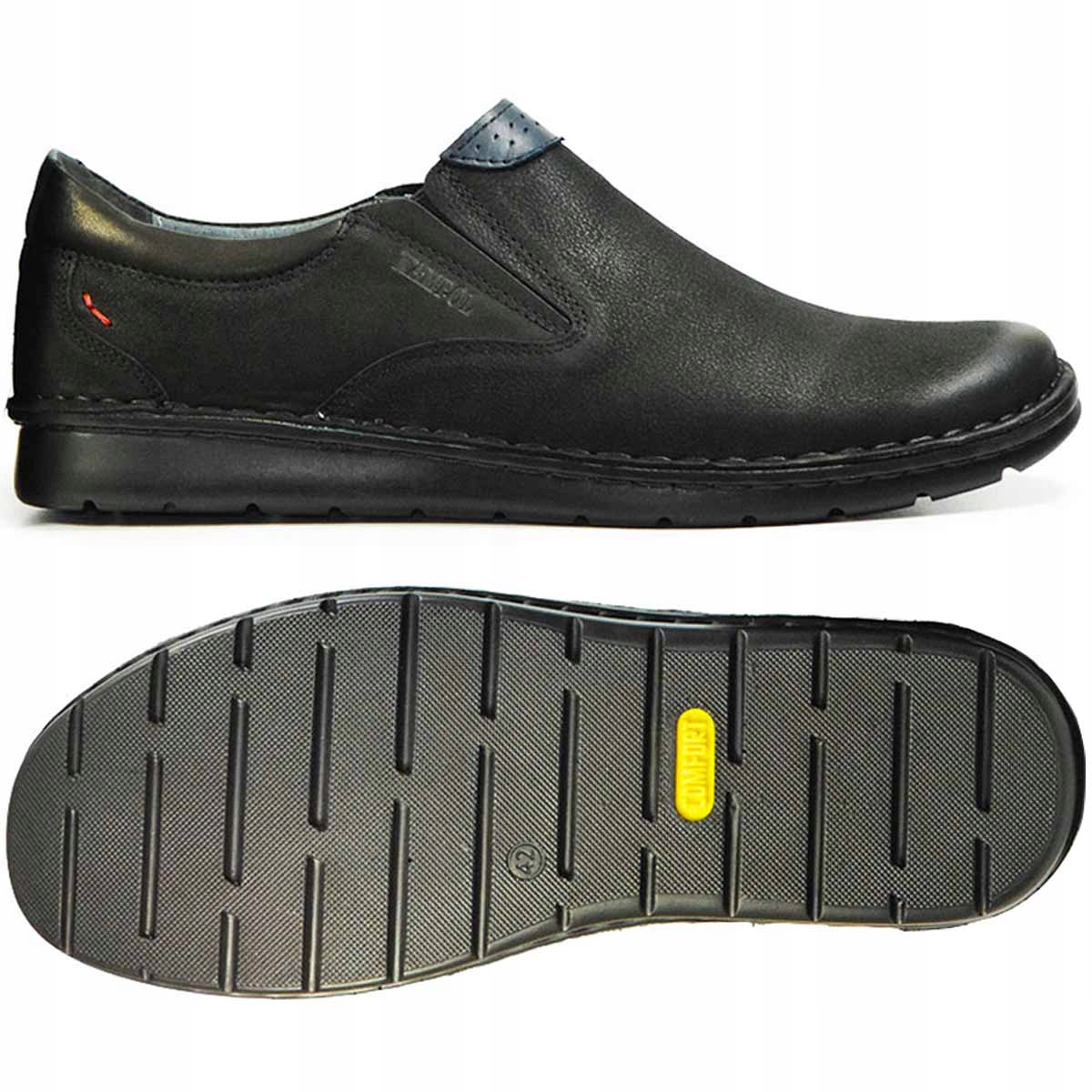 

Wsuwane półbuty casualowe ze skóry czarne 45