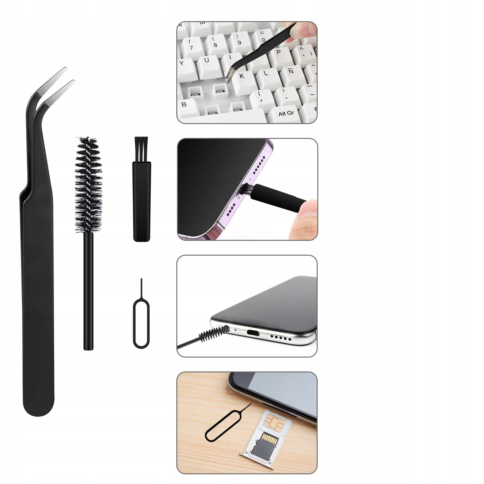 ZESTAW DO CZYSZCZENIA KLAWIATURY TELEFONU SŁUCHAWEK 18W1 SZCZOTKA PĘDZEL Stan opakowania oryginalne