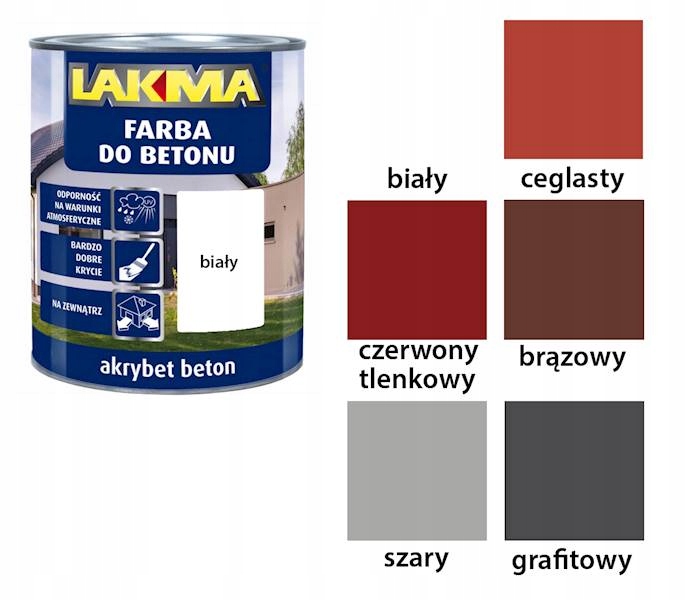 Farba do betonu AKRYBET BETON GRAFITOWY LAKMA 10 L Marka Lakma