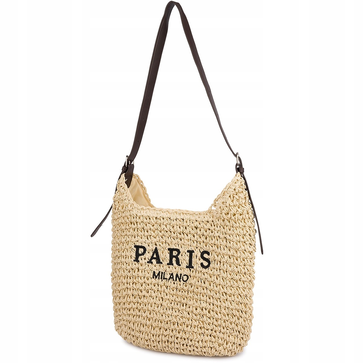 Velká plážová taška na léto přes rameno, pevný košík, pletenina