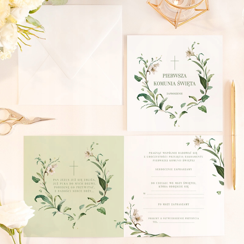 ZAPROSZENIA komunijne Lilie Marka inna