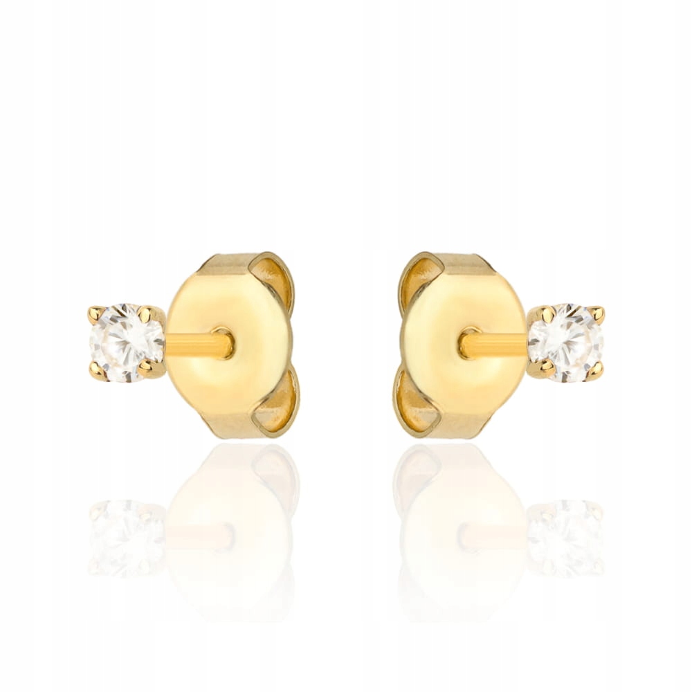 Náušnice 585 14k zlaté s bílým zirkonem 0.6g na čtvercovou tyčinku