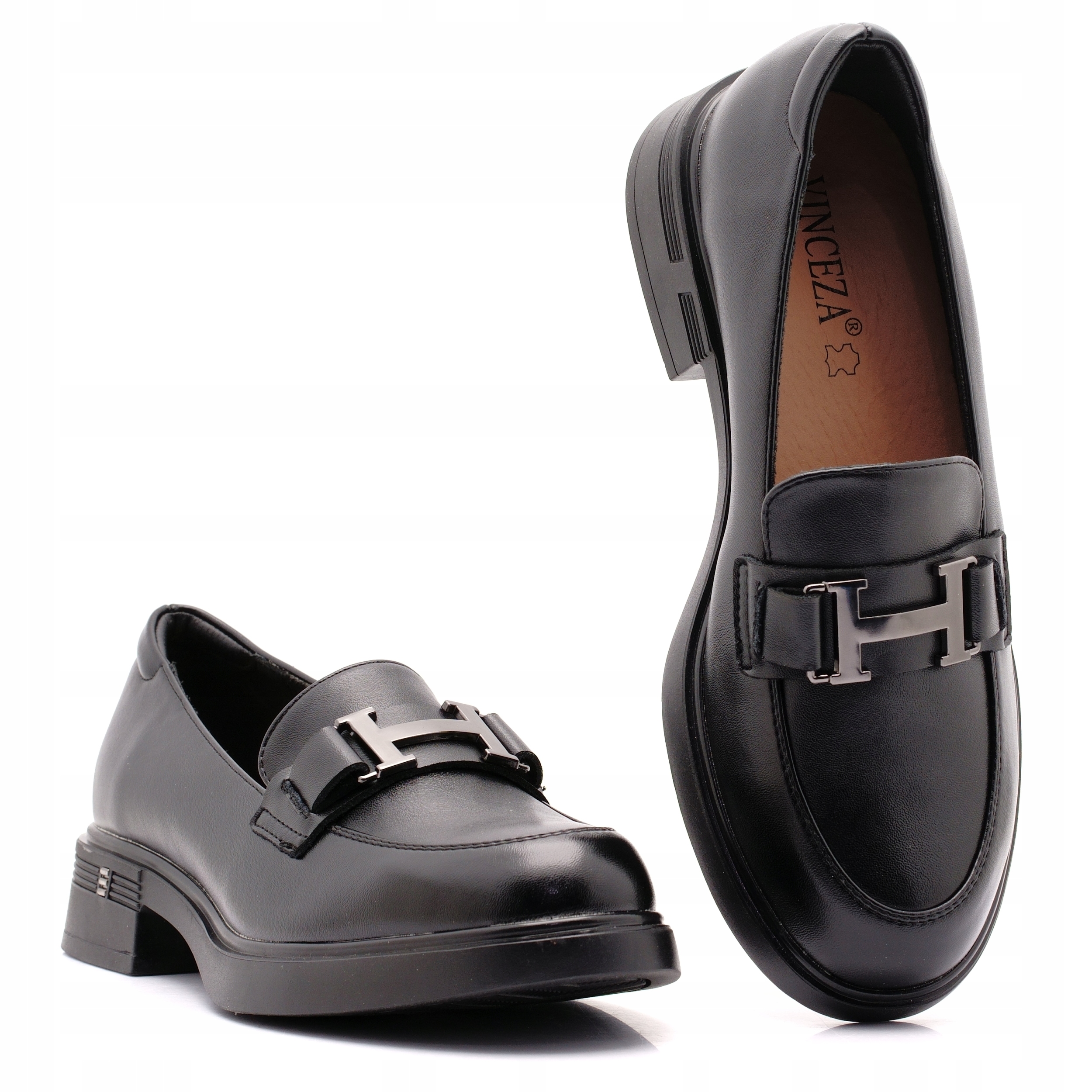 Vinceza Skóra Mokasyny Lordsy Buty Damskie Półbuty Skórzane 18120 39