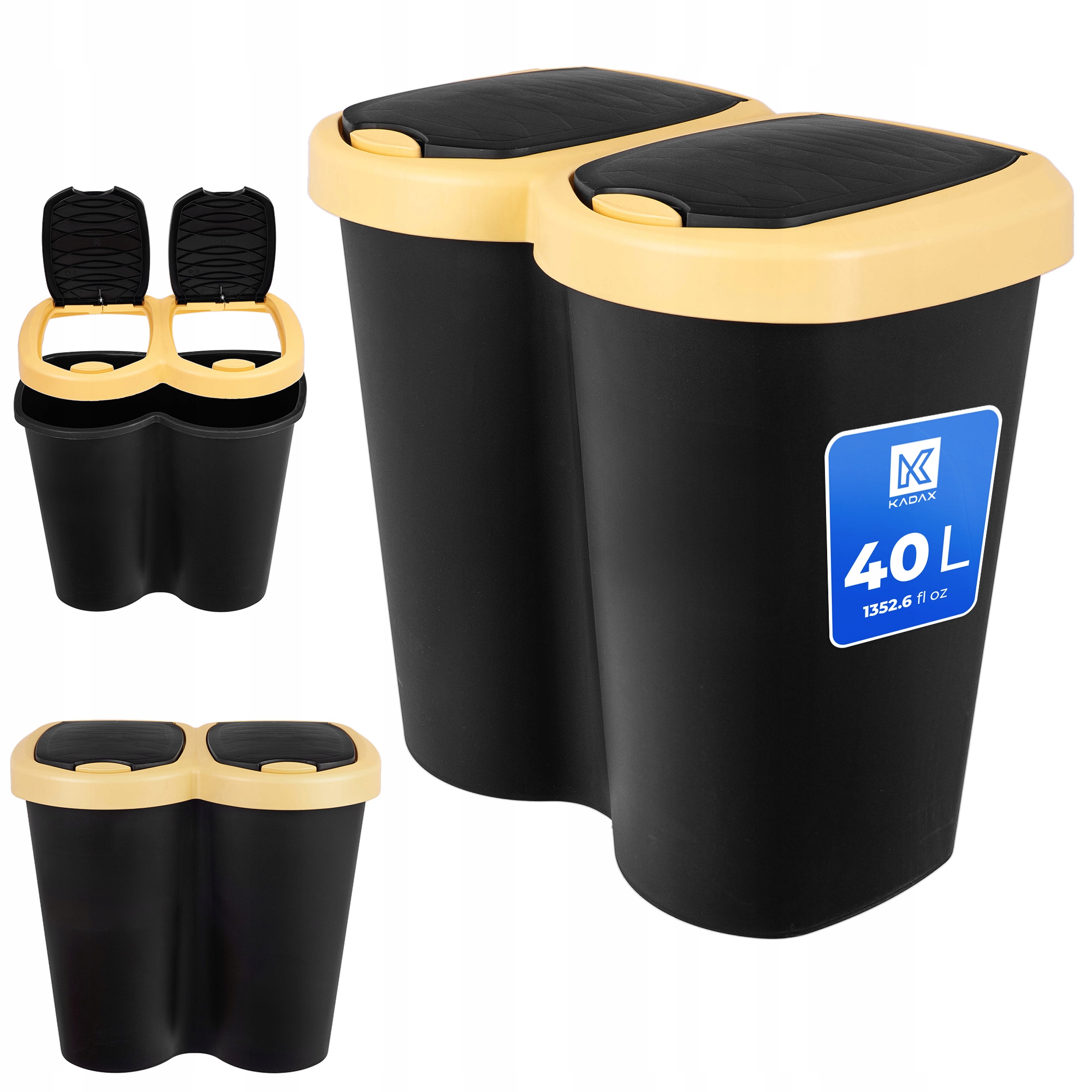Odpadkový Koš 40L Dvojitá Nádoba Na Tříděný Odpad Kbelík Se 2 Klapkami