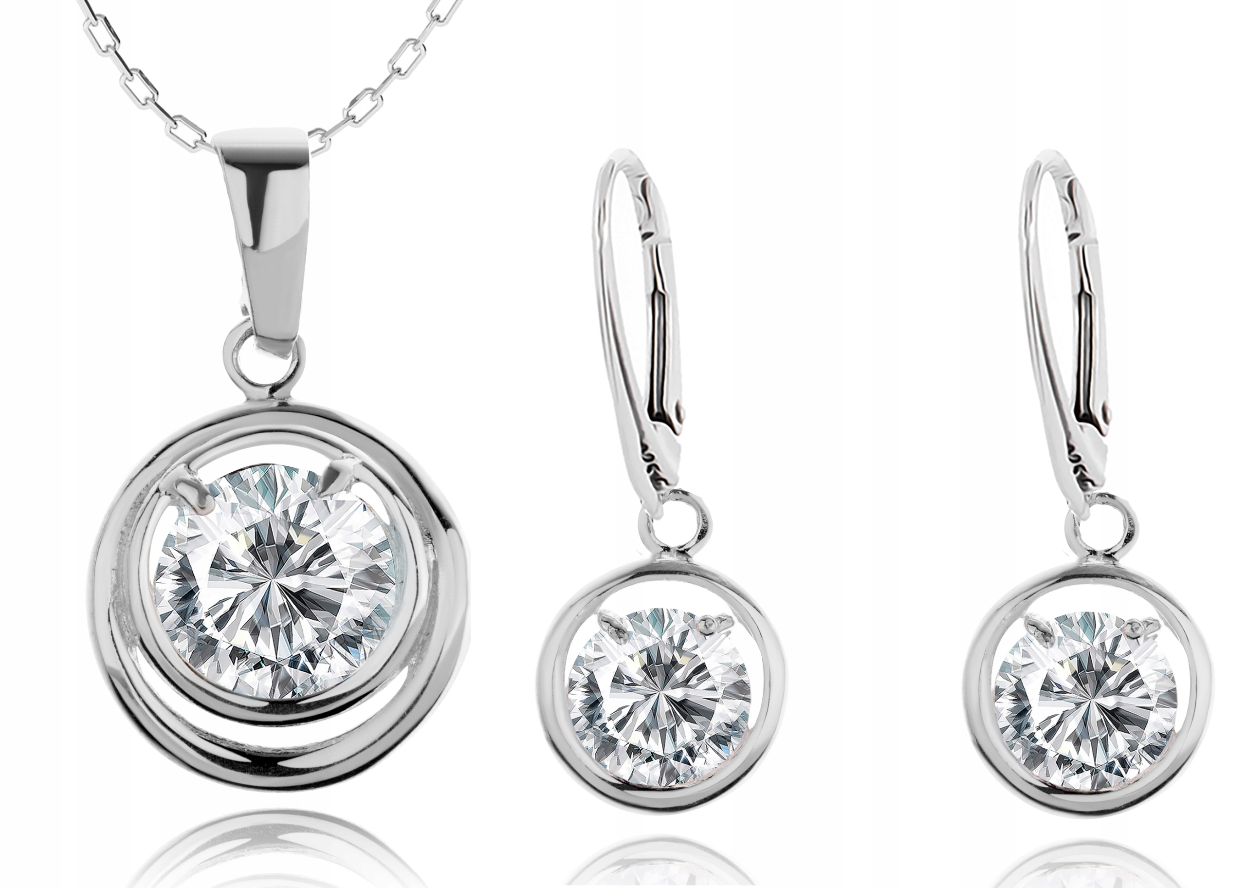 

Komplet Biżuterii Z Cyrkoniami Angielskie Zapięcie