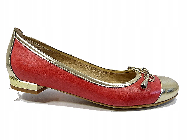 Korálově zlaté kožené baleríny Szydłowski 36