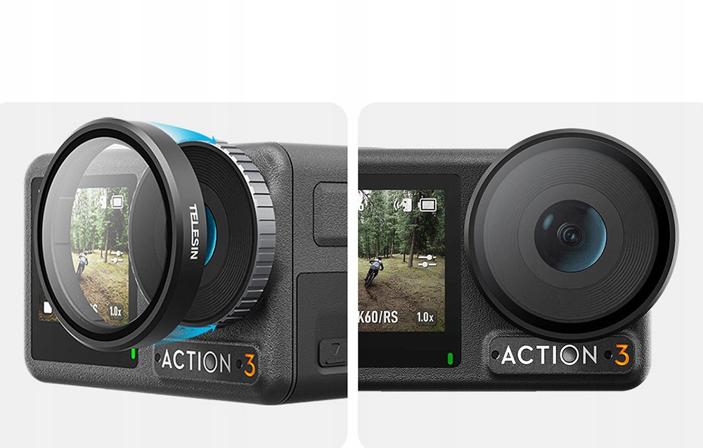 TELESIN ZESTAW 4 FILTRÓW CPL ND8 ND16 ND32 DO KAMERY DJI OSMO ACTION 3 / 4 Załączone wyposażenie Filtr CPL Filtr ND16 Filtr ND32 Filtr ND8 Pudełko