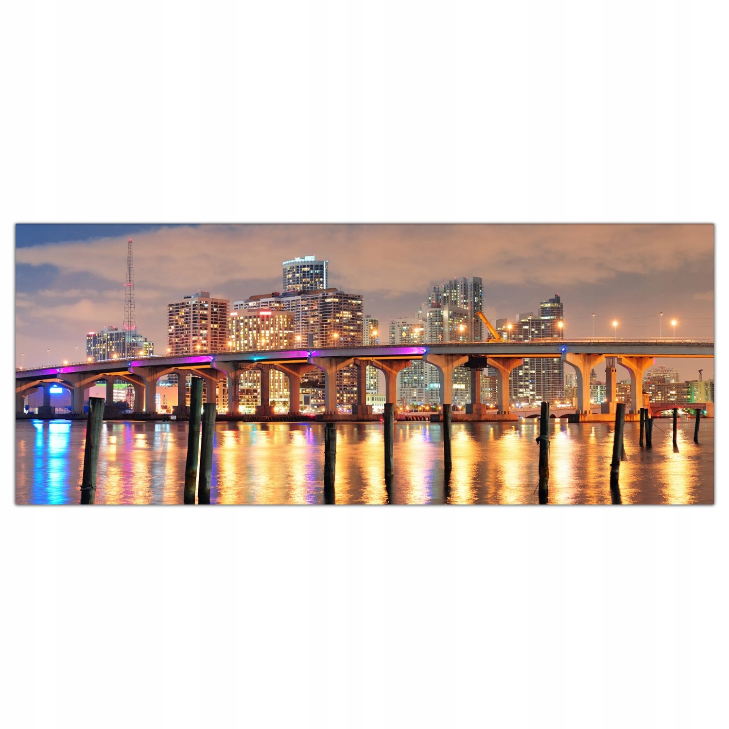 

Hartowany Obraz Szklany Miami Noc Krajobraz 125x50