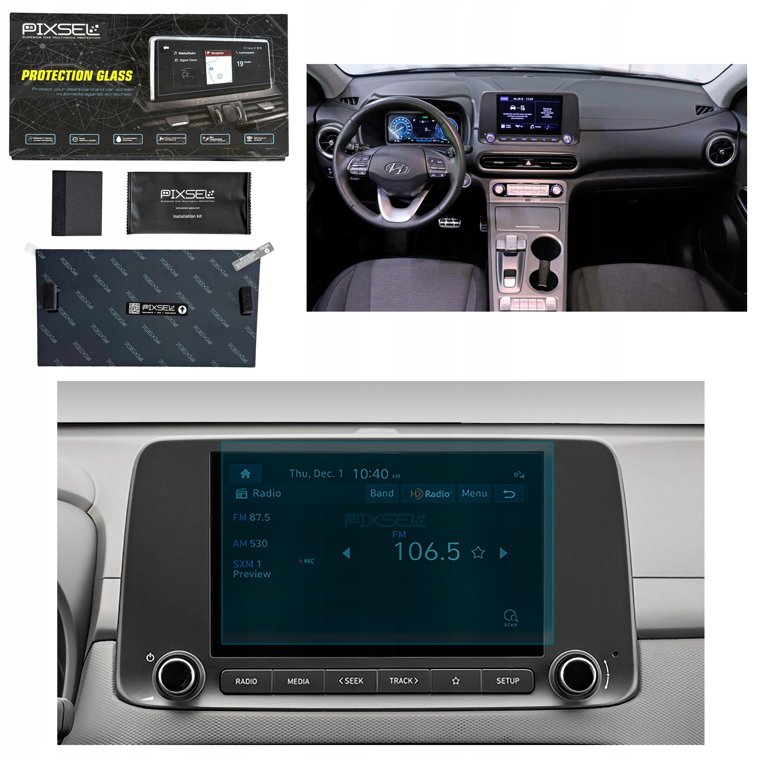 Antyodciskowe Matowe Szkło Ochronne Hyundai Kona ELECTRIC-8.9“ 2020-2022