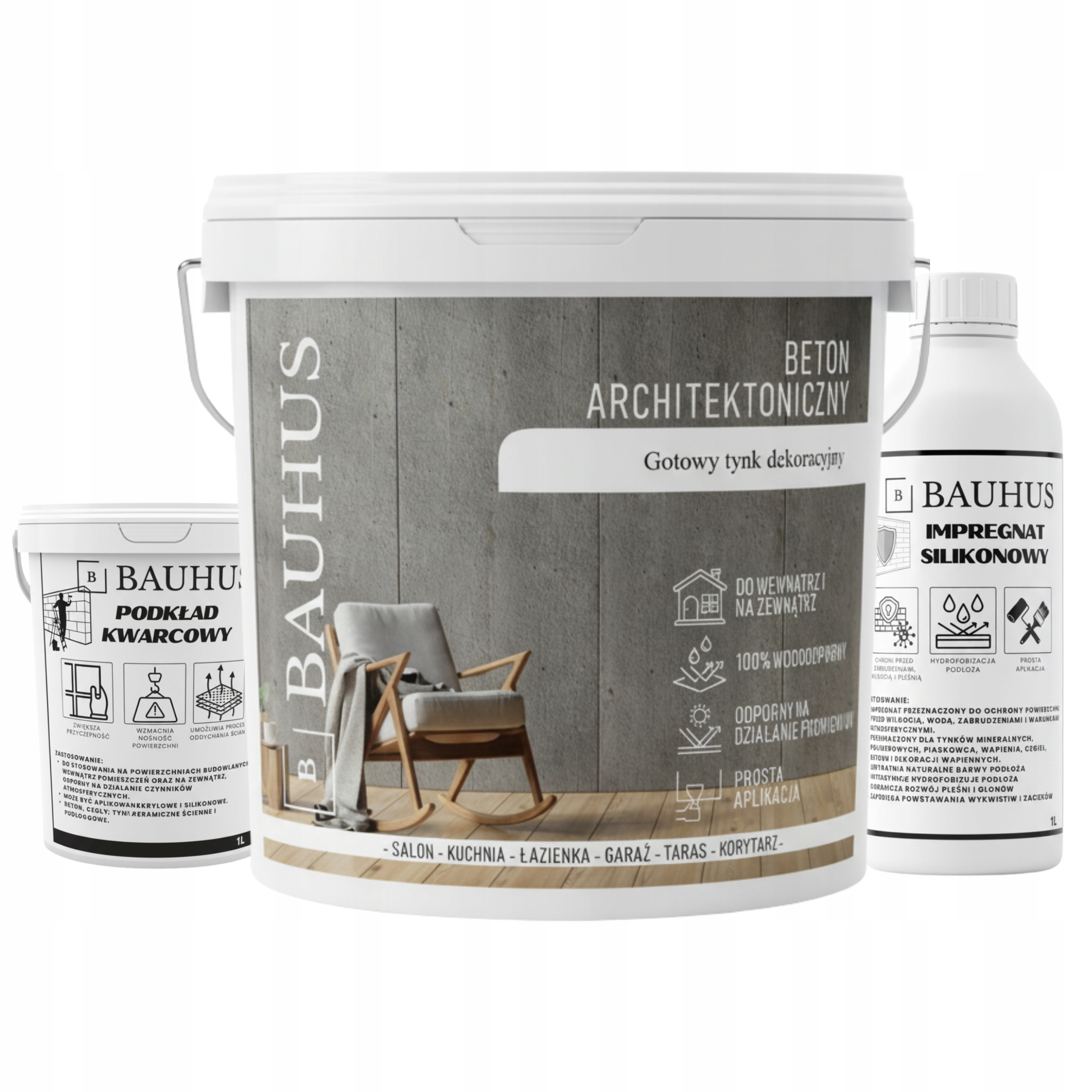 Architektonický beton šedá omítka podklad impregnace Kompletní Sada 8 m2