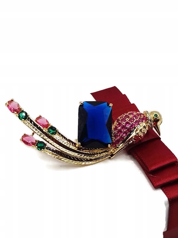 Luxusní Barevná Brož Ze 14K Zlata Dárek Krabička