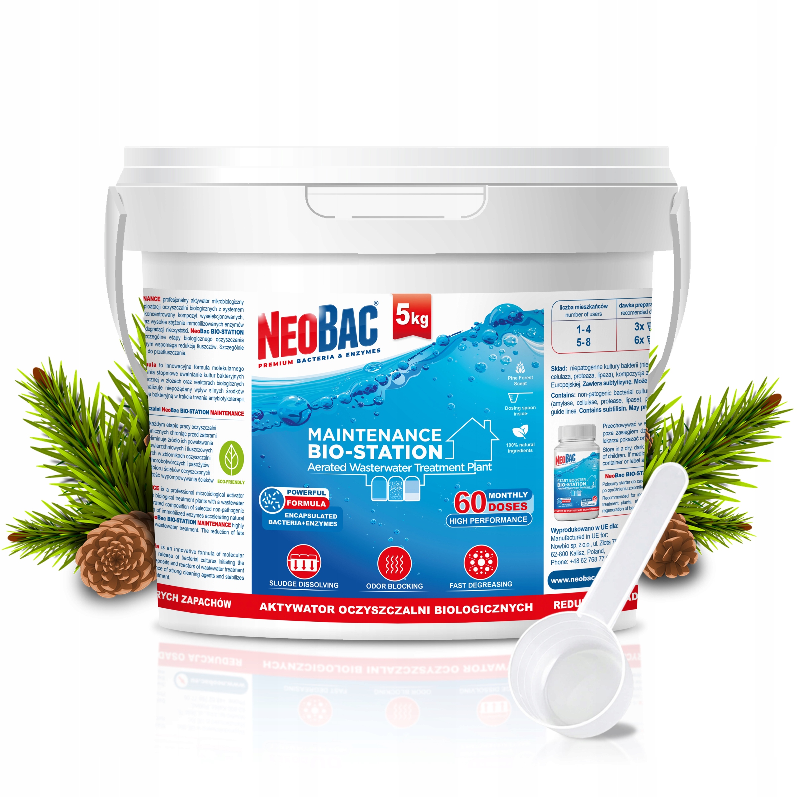 Bakterie do Oczyszczalni Biologicznej NeoBac Bio-station Usuwa Zapachy 5kg