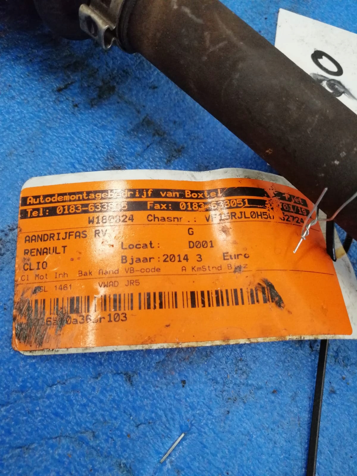 RENAULT CLIO 2014 R right 1.5 DCI semi-axis 391008239R