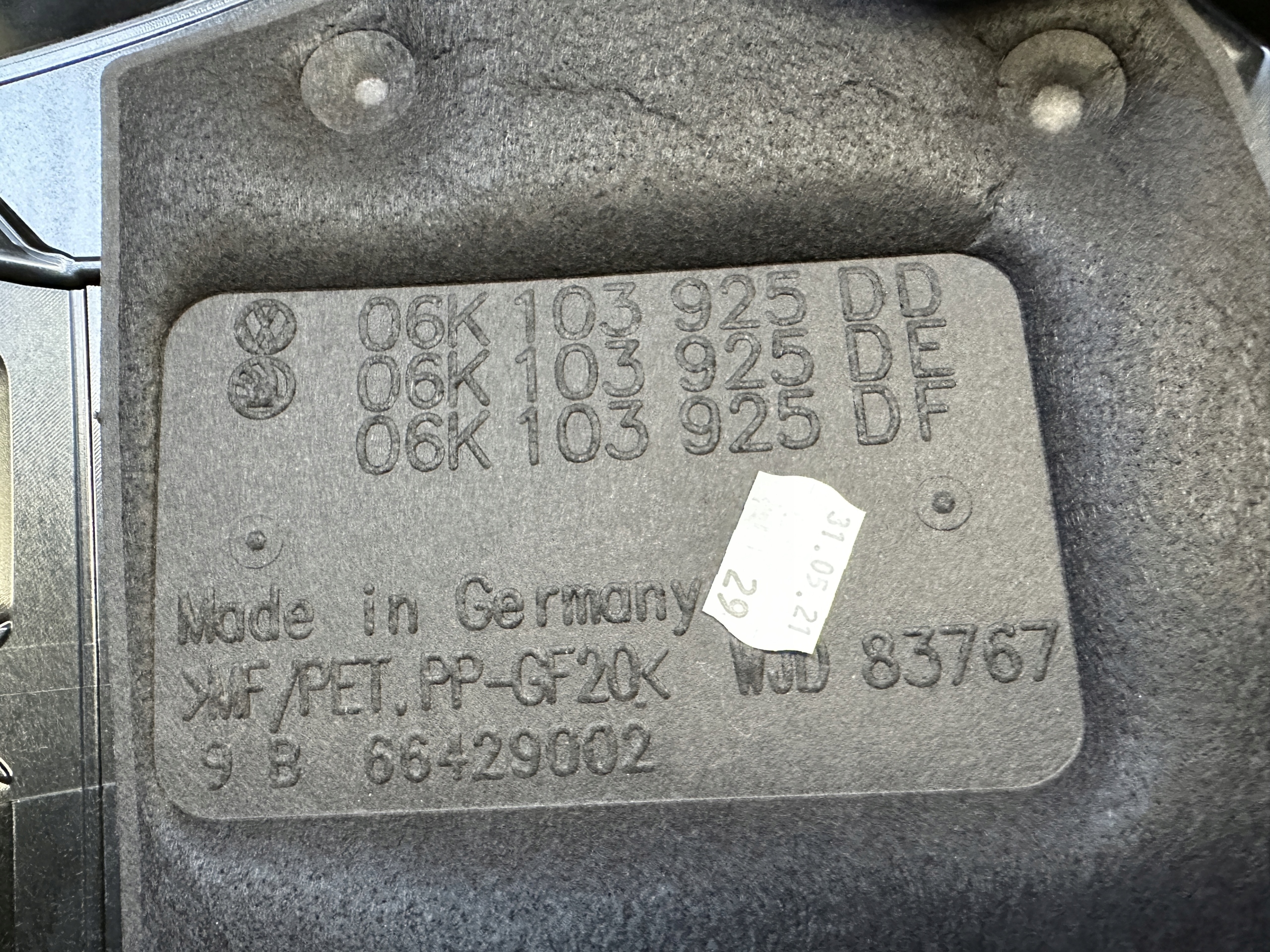 AUDI VW TFSI cover for engine 06K103925DF