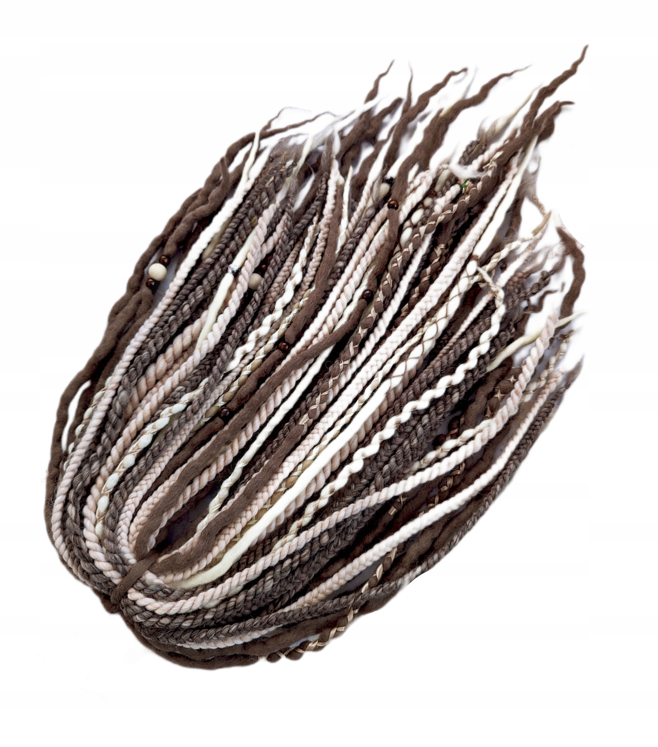 Dredloki Dredy Wełniane, brąz blond, Kuszące Tiramisu, 40 sztuk
