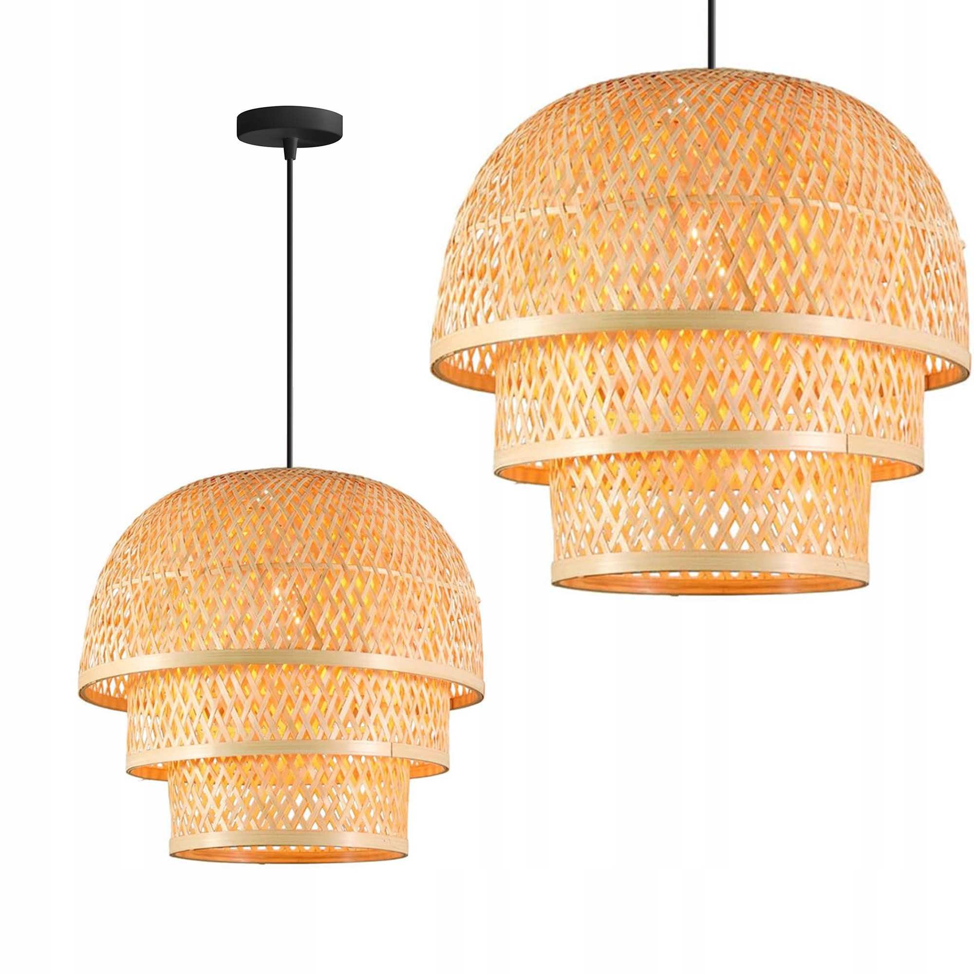 Závesná lampa Boho Prírodná Hnedá Bambusová Pletená