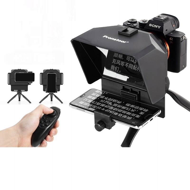 TELEPROMPTER na APARAT SMARTFON UNIWERSALNY PROMPTER mobilny PRZENOŚNY PRO Kod producenta PROFESJONALNY TELEPROMPTER PROMPTER SMARTFON