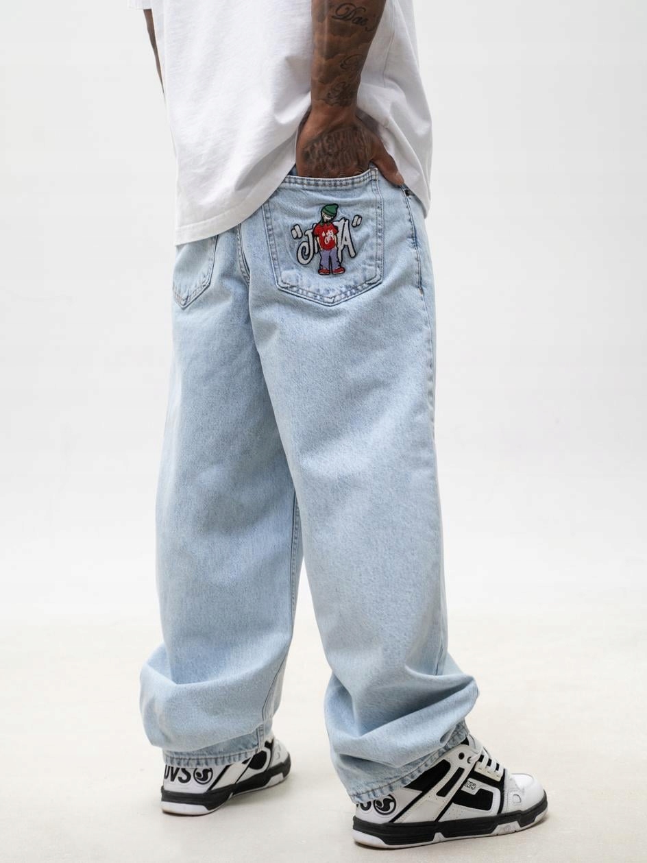 Baggy Široké Džínové Kalhoty Pánské Světle modré Jigga Dude M