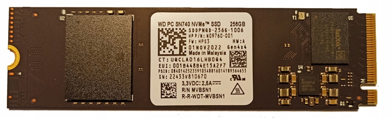 Dysk Ssd Western Digital SN740 SDDPNQD-256G-1006 256GB M.2 2280 PCIe