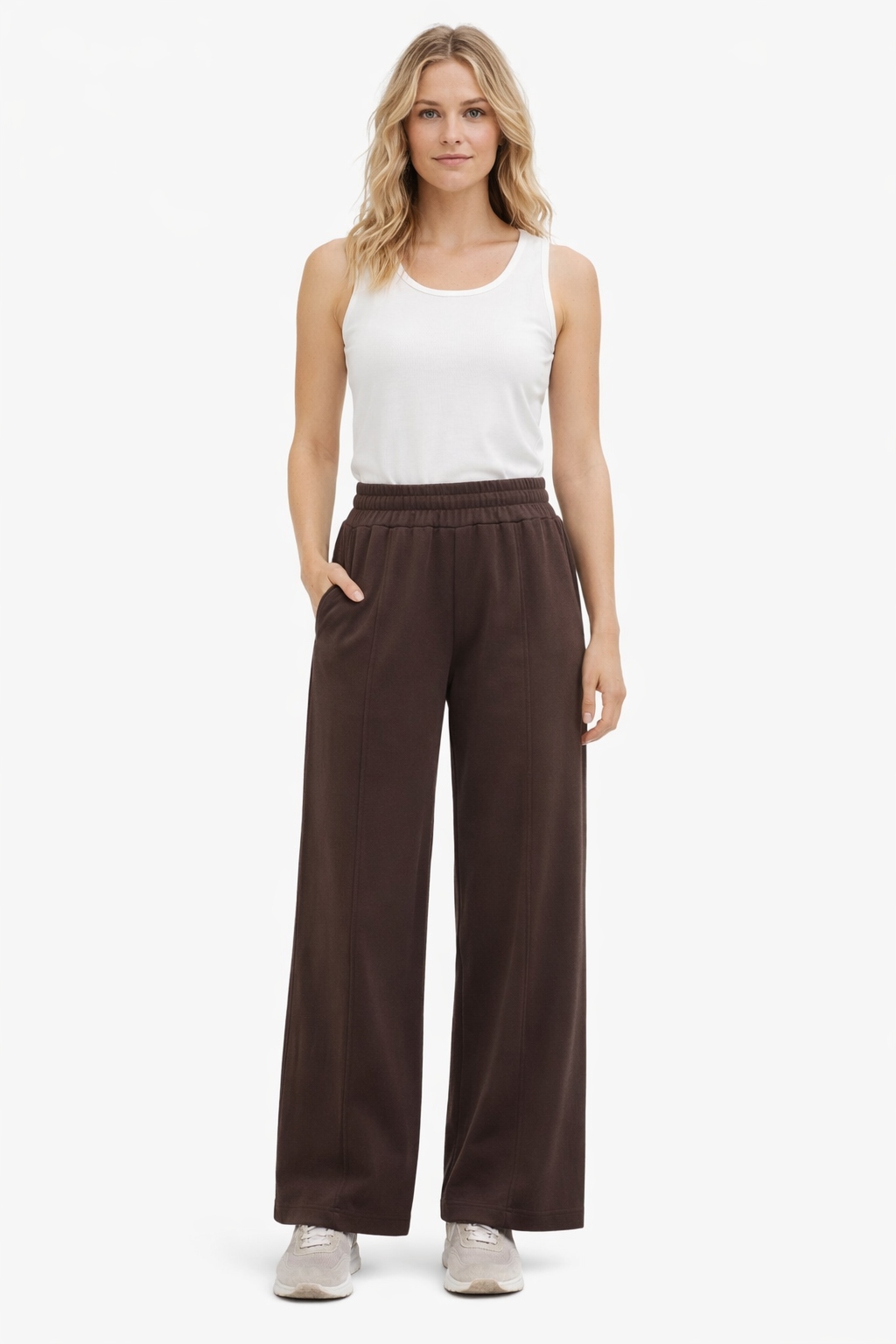 Hnědé Jednoduché Tepláky S Vysokým Pasem S/m 1I3A