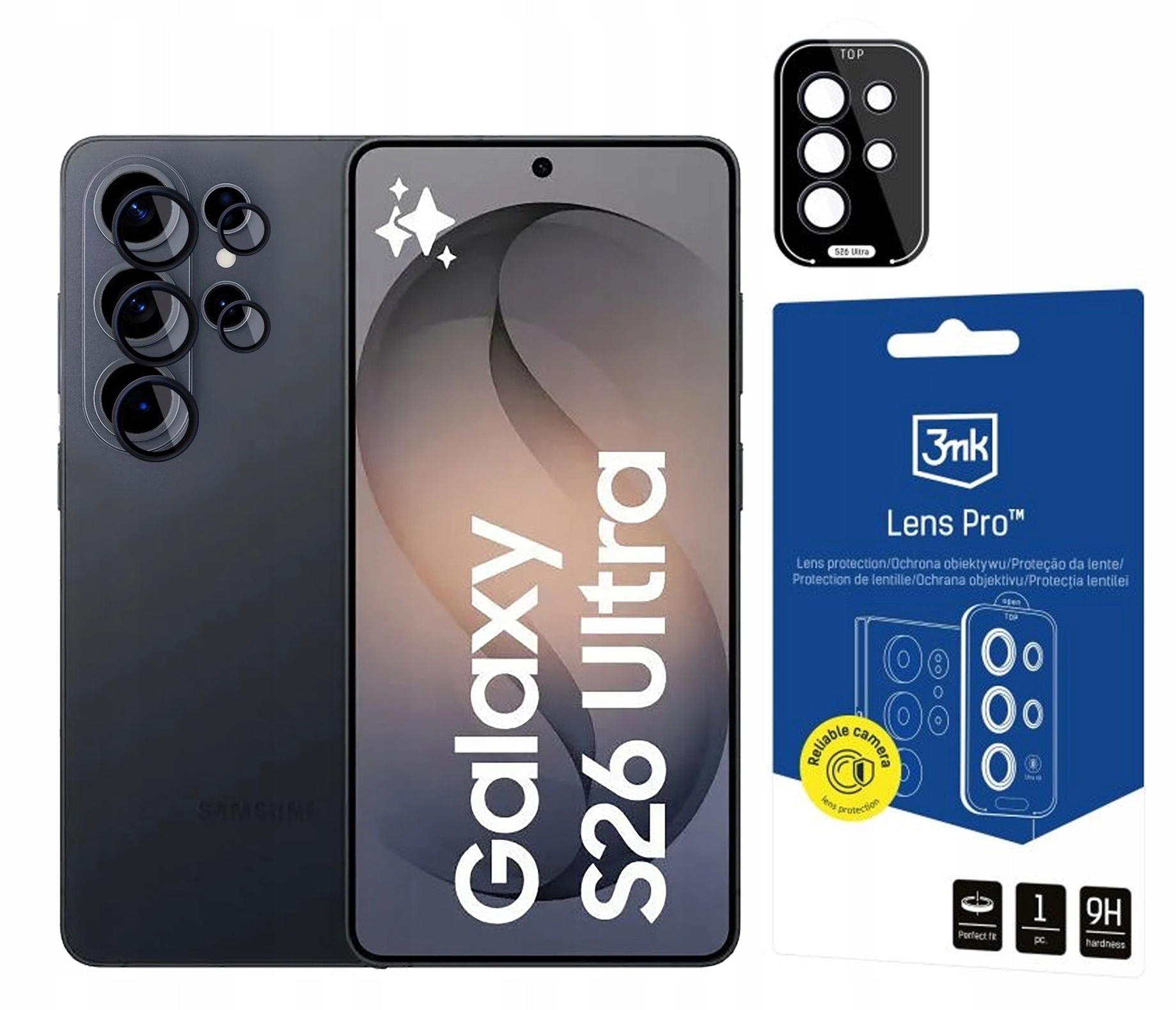 3MK Sklo Lens Pro Ochrana objektivu pro Samsung Galaxy S26 Ultra Černá