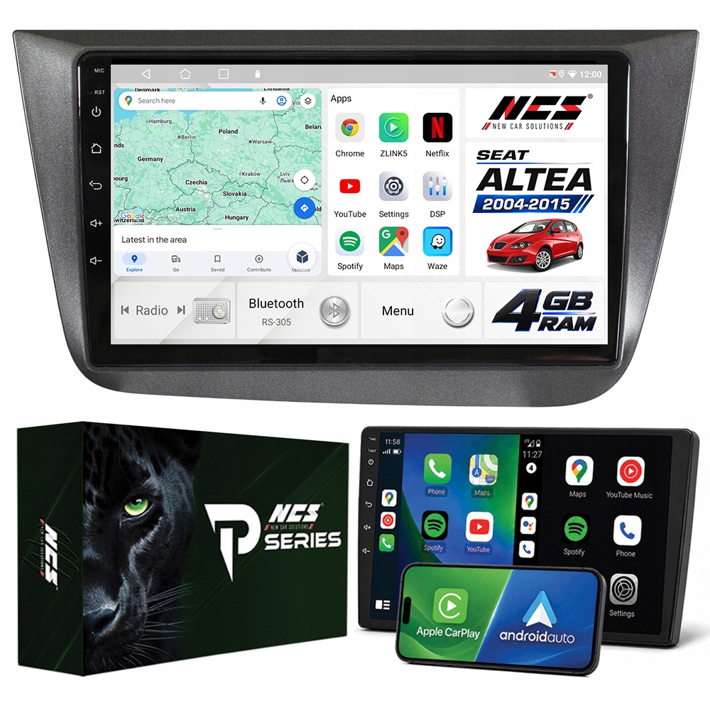 Rádio Navigace Android RS-305 Seat Altea 2004-2015 4GB 9"