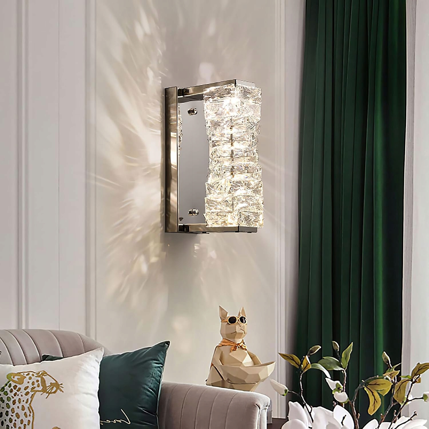 Led nástenná lampa Sxtiger moderná krištáľová, nastaviteľná, strieborná