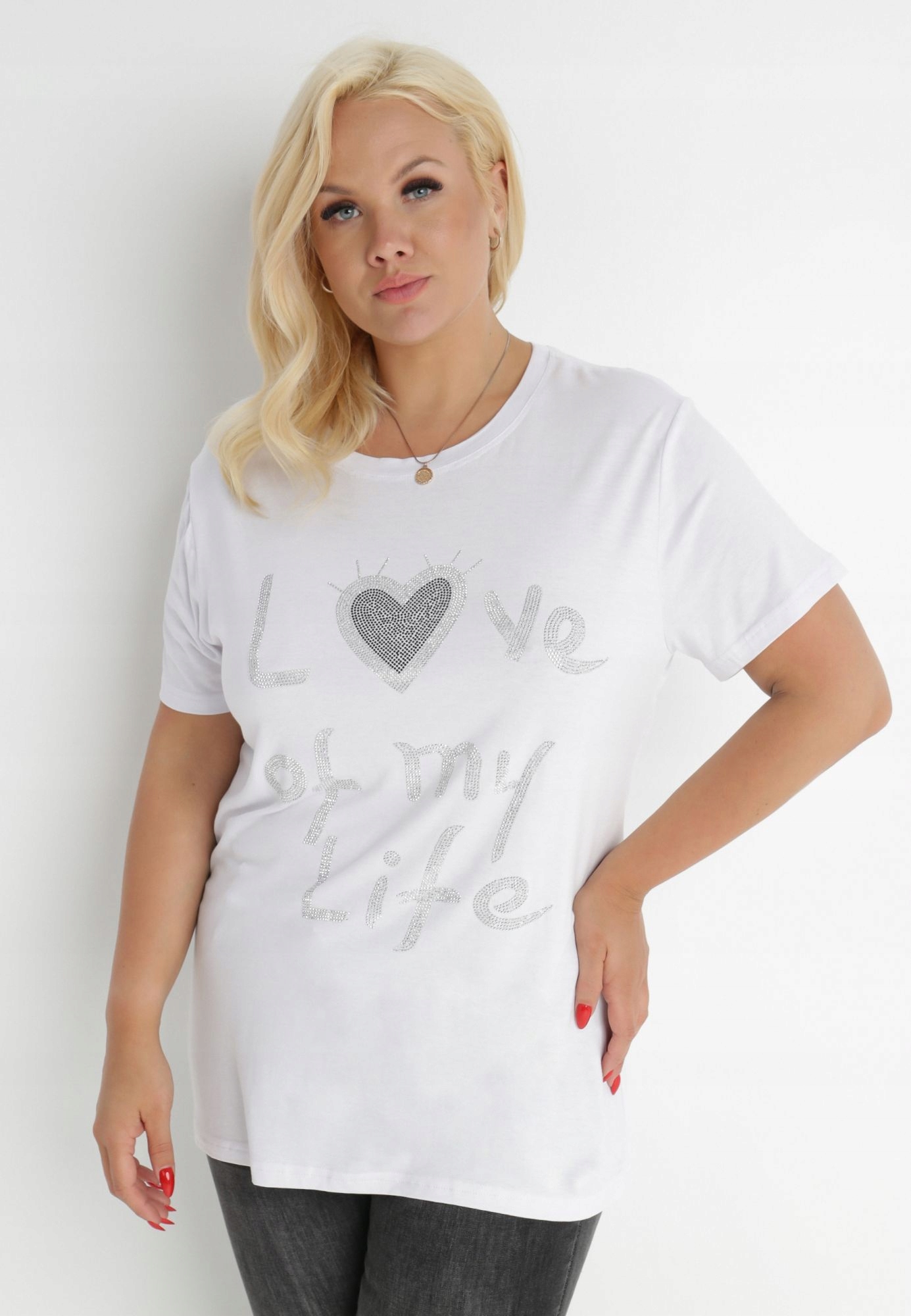 

Born2Be Biały T-shirt damski 3XL/4XL Cyrkonie